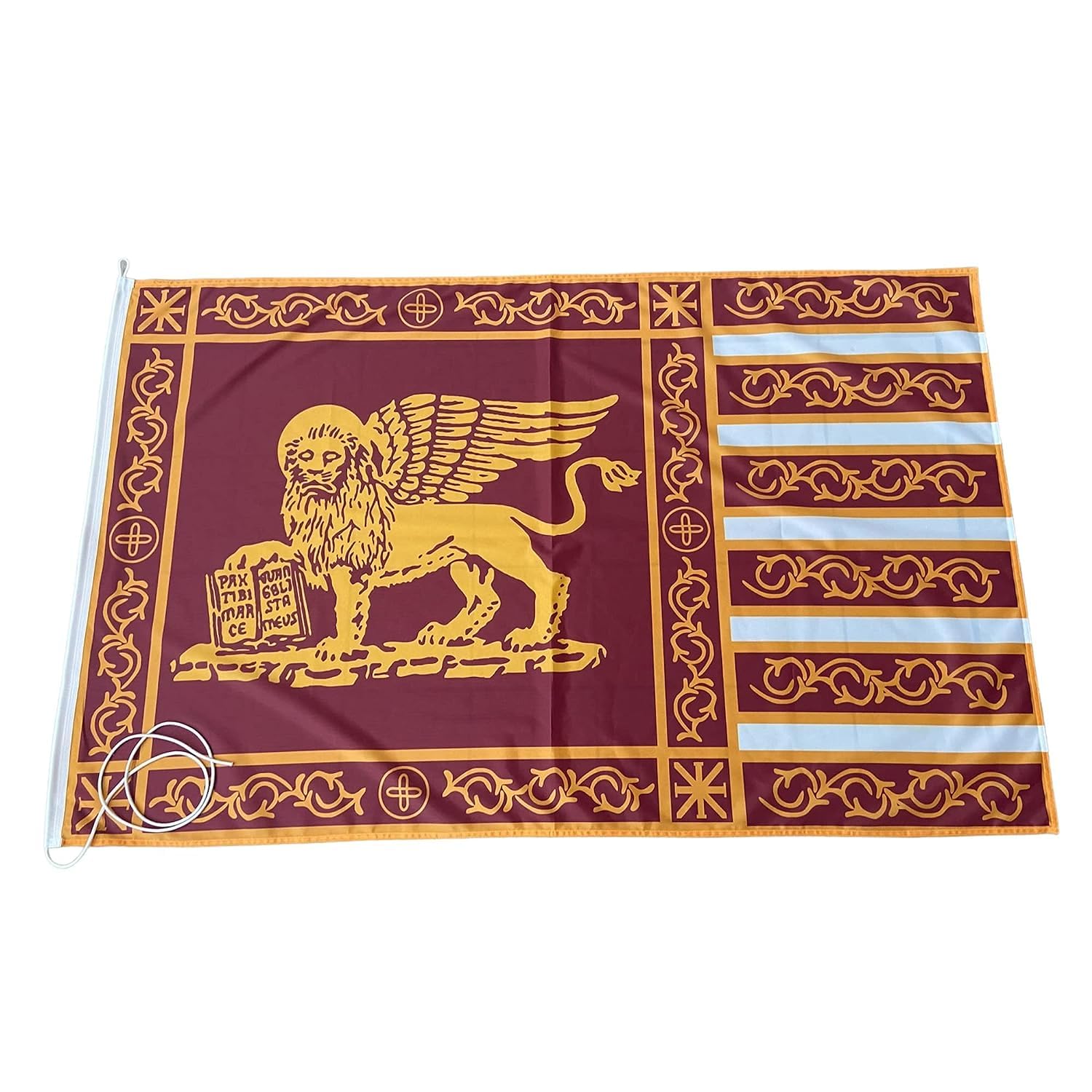 Bandiera Grande Serenissima Repubblica Venezia San Marco Leone LIBRO cm 150x300, Tessuto Antivento Nautilus 130gr m², Code Attaccate | NS Bandiere