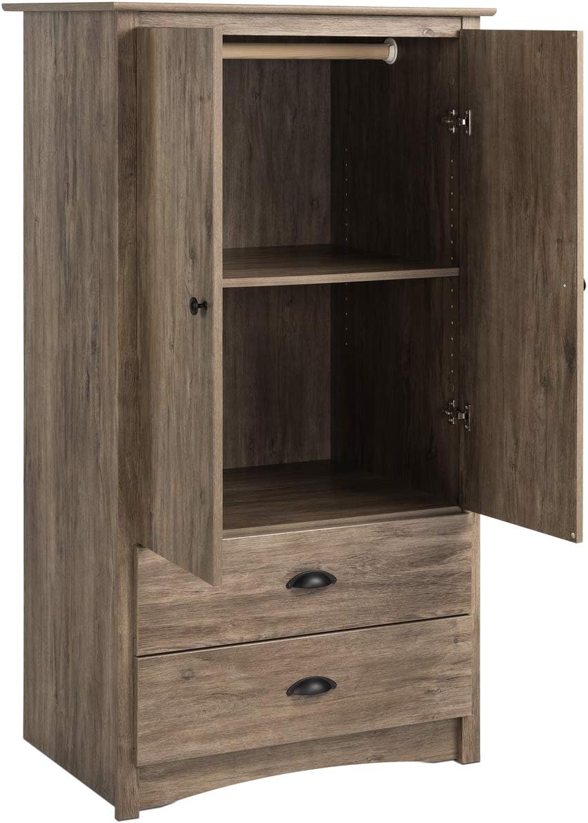 Prepac Salt Spring Armoire, 58.75" H, Drifted Gray