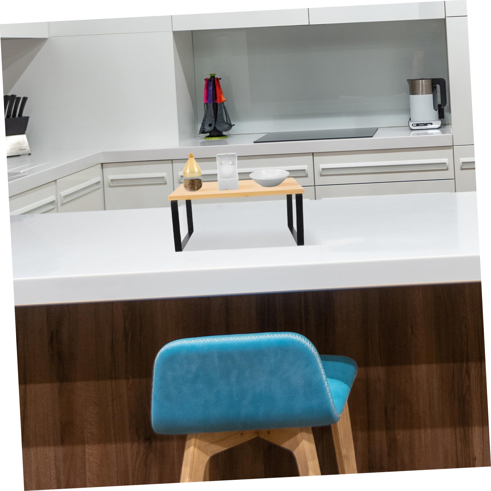 Gewürzregal Metall und Holz Doppellagiges Aufbewahrungsregal für Gewürzflaschen Multifunktionales Tischregal in Beige Stabil und Platzsparend für Küchentheke und Make Up Organizer