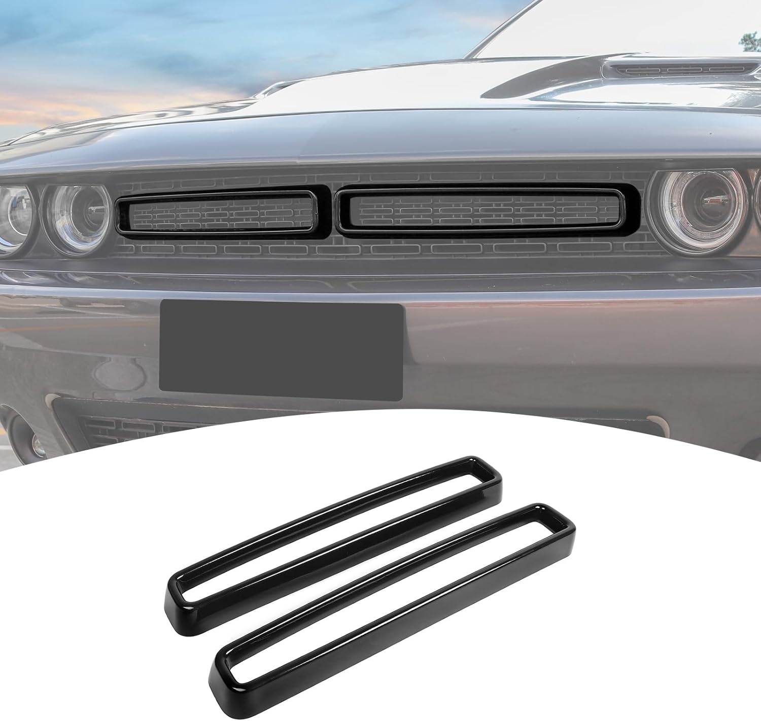 for Challenger Front Grill Mesh Grille Inserts Trim Cover Black Compatible with Dodge Challenger 2015-2023 Black Exterior Accessories 2pcs