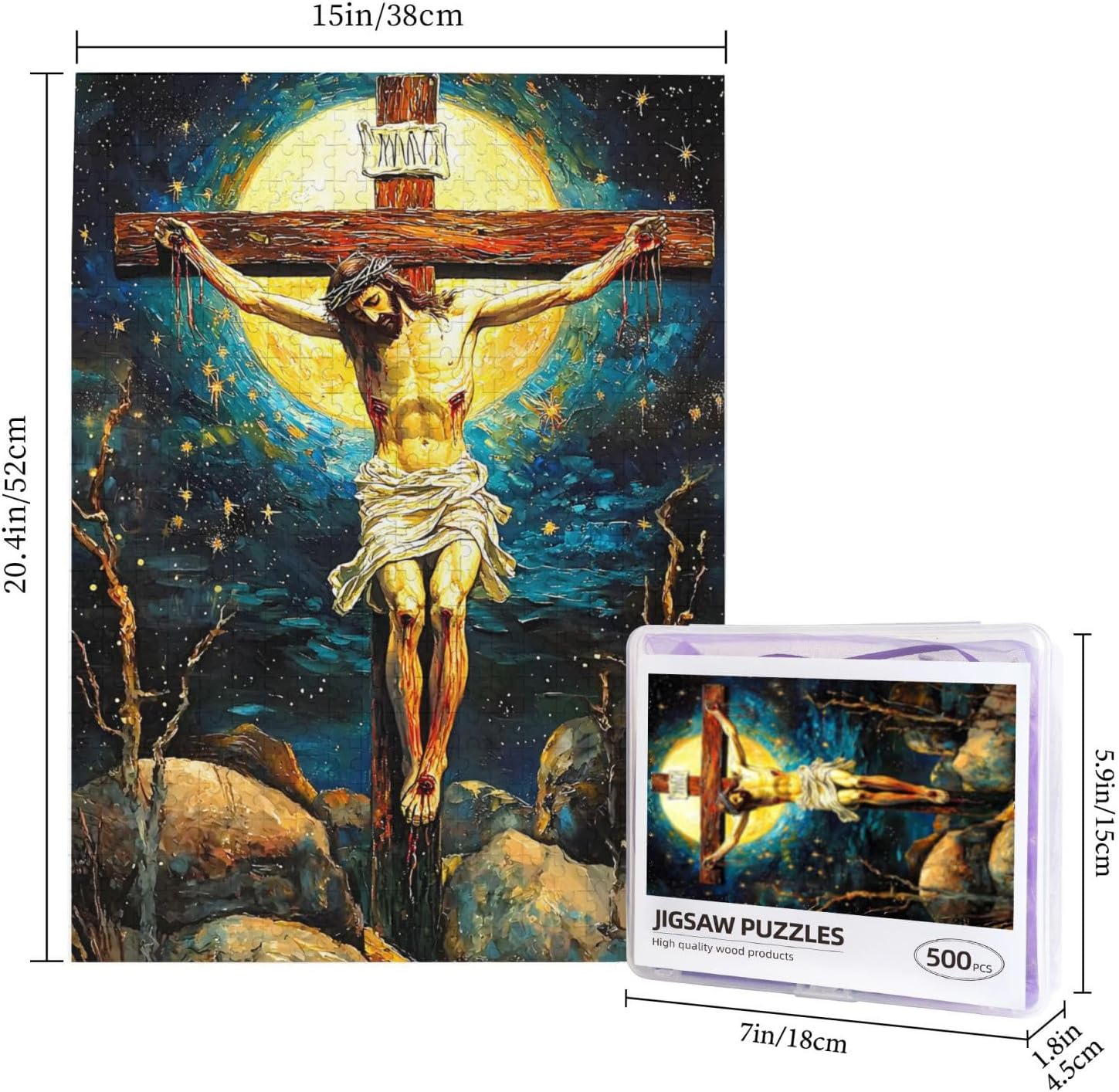 Christian Religious Jesus Puzzles for Adults 500 Pieces Holy Nurture Jesus On The Cross Jigsaw Puzzle 500 Pieces for Adults Cross and Glory Puzzles Challenging Puzzle Family Activity Games Gifts