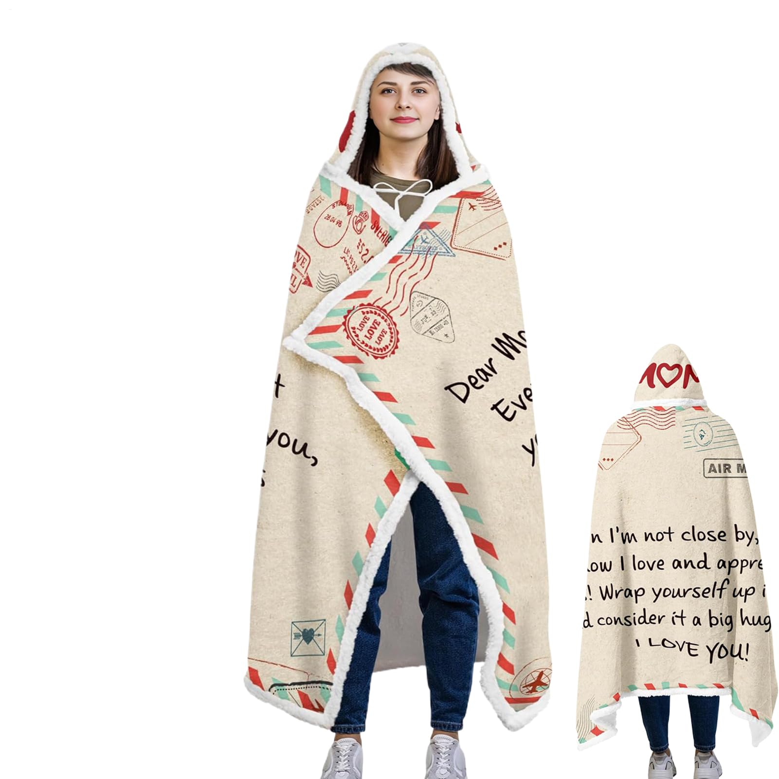 Couverture maman de fille flanelle à capuche : plaid chaud et doux pour mère bénie