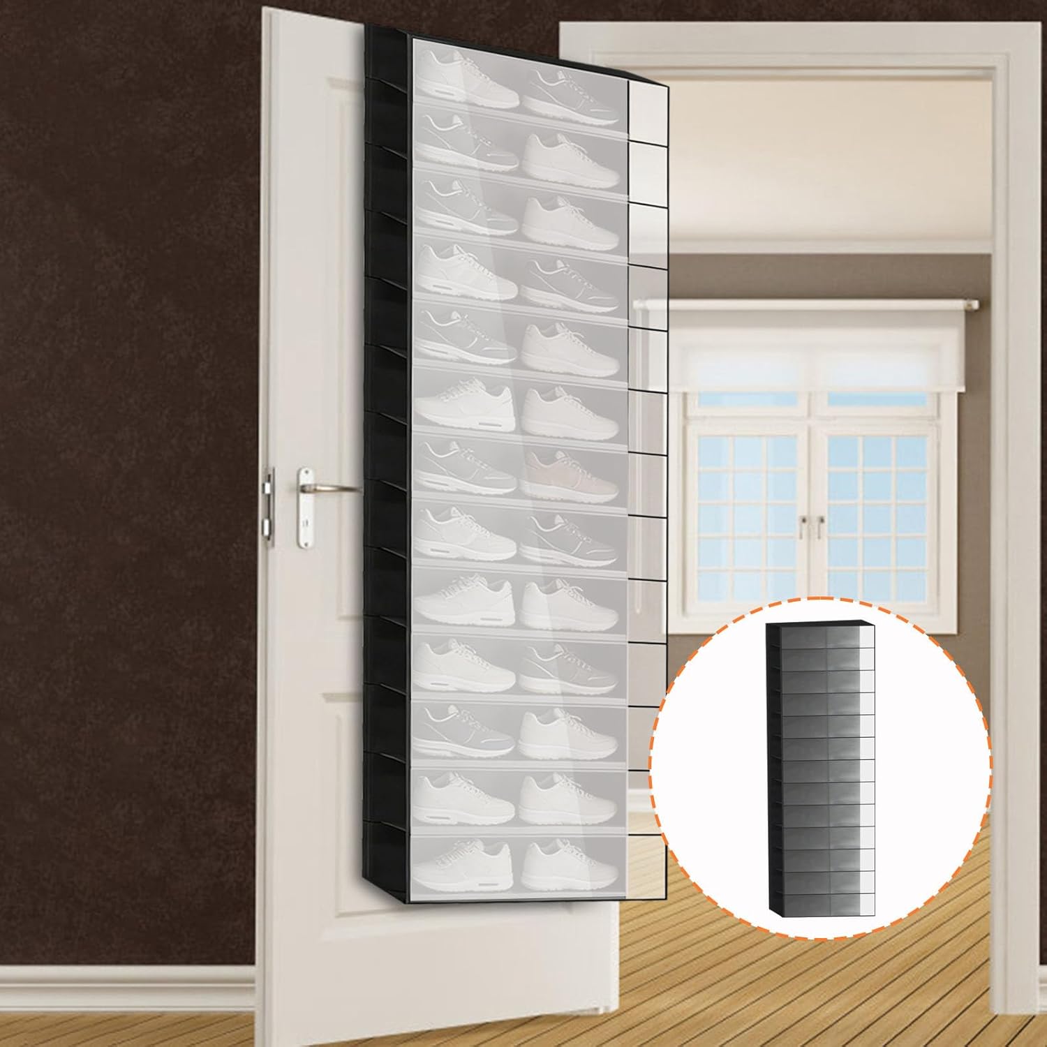 26 Pocket Over The Door Shoe Organizers with Clear PVC Window for Easy Identification and Space Saving Storage