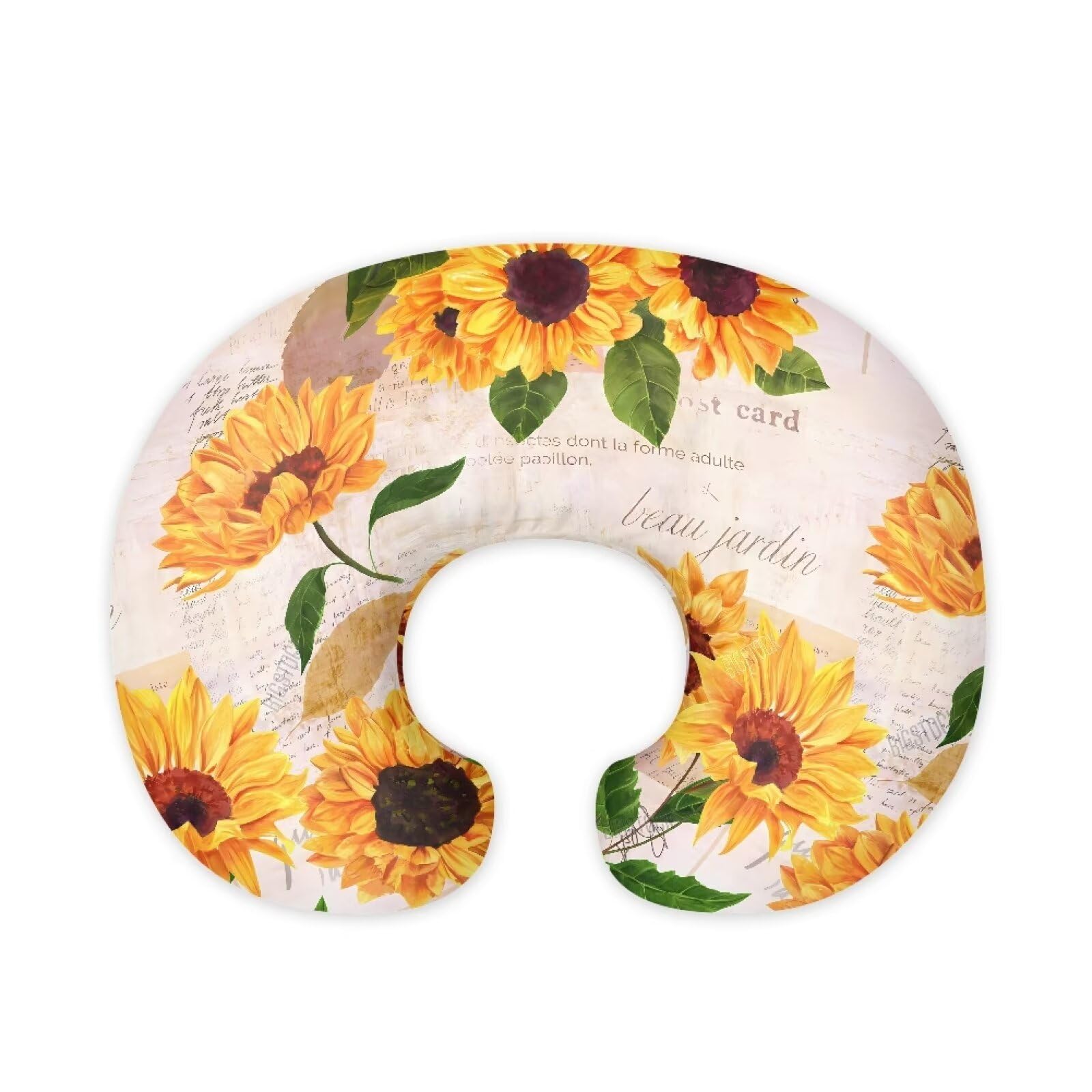 Nopersonality Sunflower Baby Nursing Pillow Cover for Bottle Feeding, Stain Resistant Soft Breastfeeding Pillow Slipcover Breathable Pillow Cover for Infant Snug