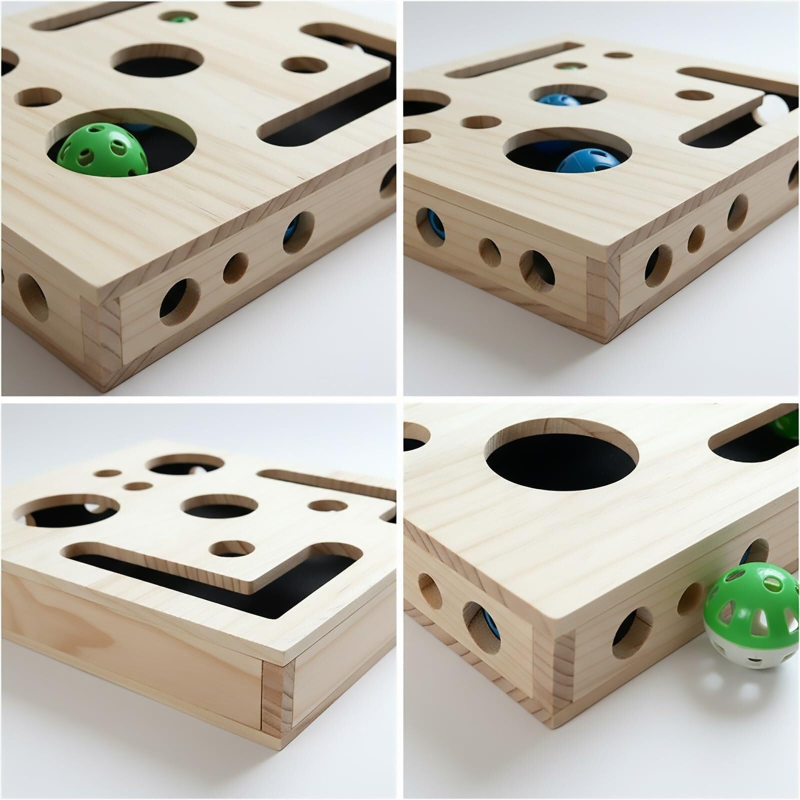 Caja de rompecabezas de lima de uñas con bolas interactivas, madera, 2 piezas | Maze Design, cuidado natural de uñas, incluye 3 bolas rodantes, 29,5 x 25 x 6 cm, protección de muebles