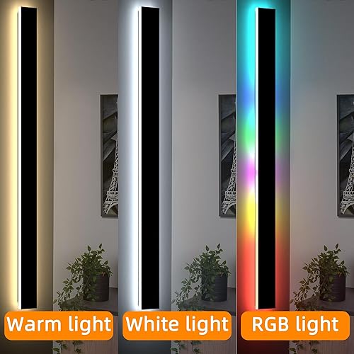 Miniatura 3 de Paquete de 2 luces largas de pared para exteriores, aplique de pared LED moderno, 30 W, impermeable, IP65 RGB, blanco cálido, 110 V, lámpara LED