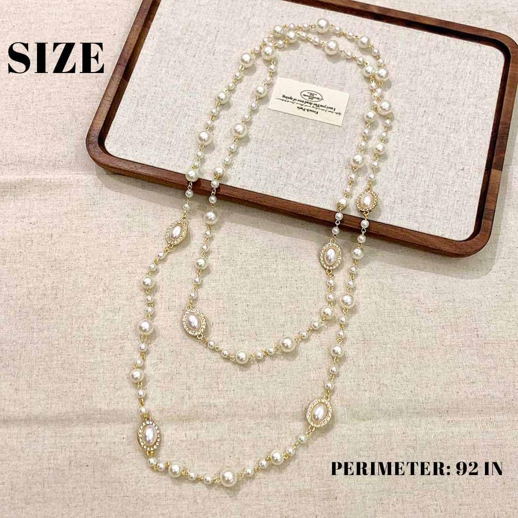 Gangel Long Pearl Necklace for Women Layered Necklaces Jewelry Pearl Chain Necklace for Women - Image 7