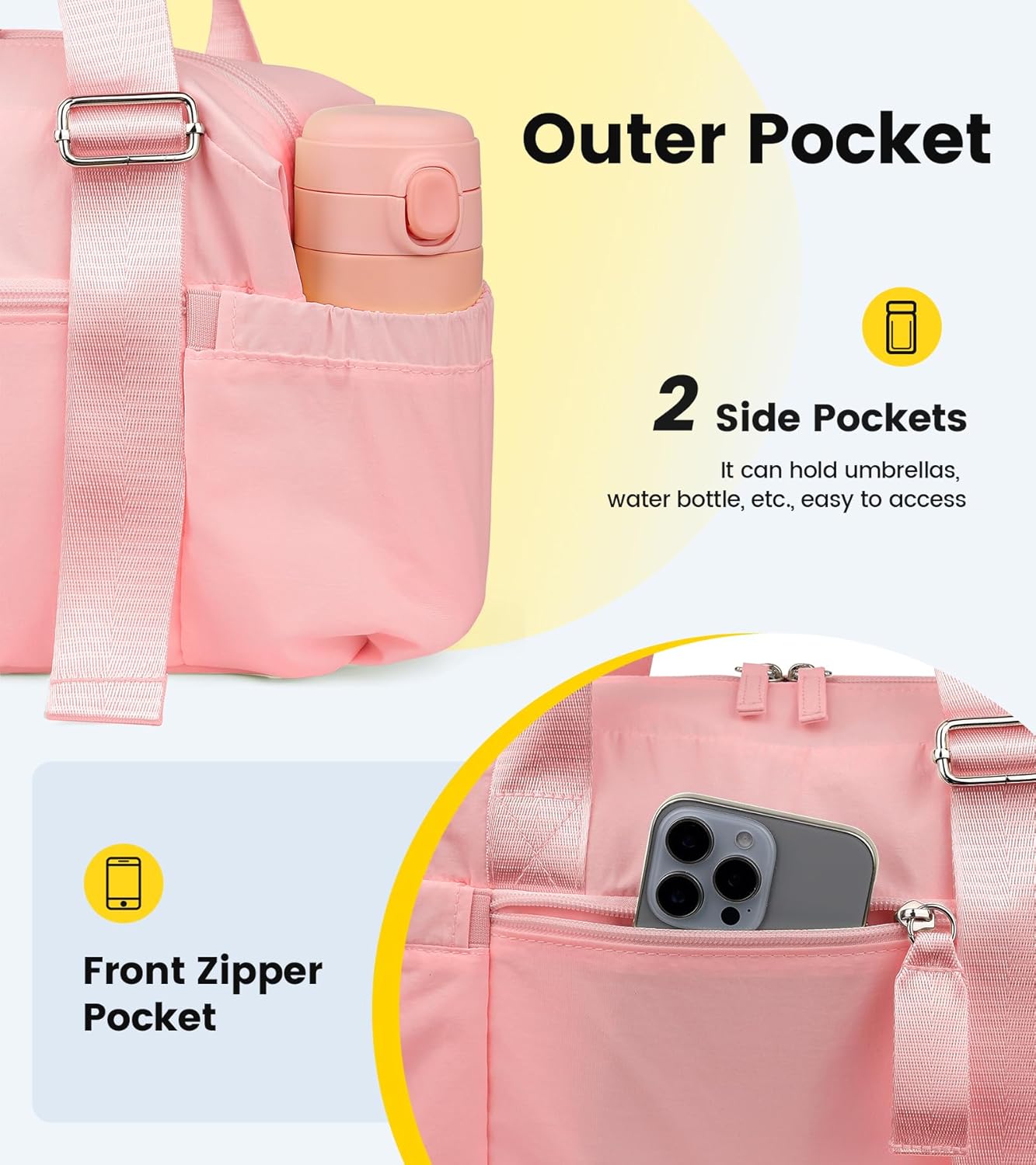 Vorspack Mini Gym Bag for Women - Small Duffle Bag Lightweight Duffel Bag with Wet Pocket Cute Sports Bag for Gym Dance Yoga - Pink - Image 4