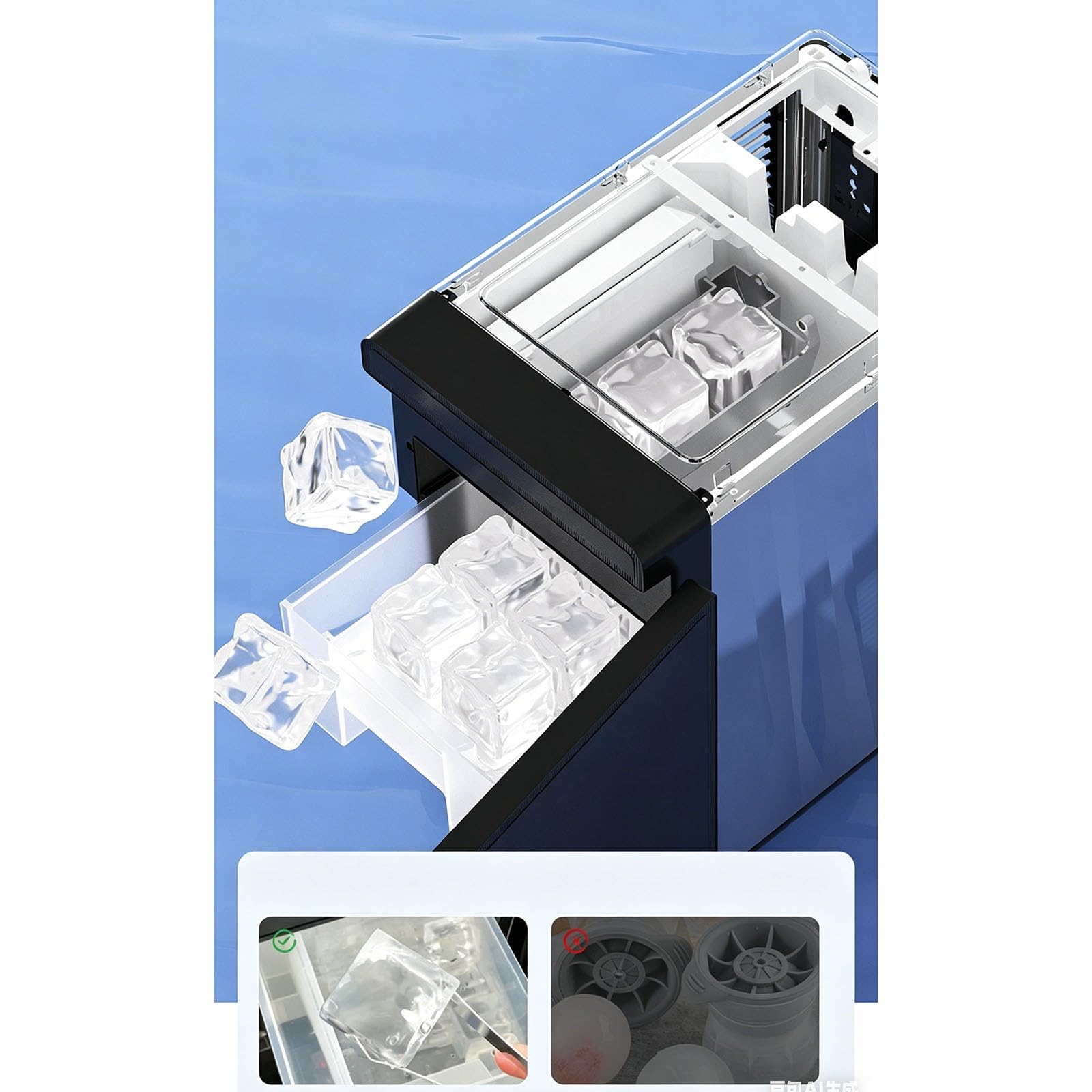 Macchina per Il Ghiaccio Compatta,Macchina per Il Ghiaccio Portatile,Produzione Ghiaccio Programmata 24 Ore,Ideale per Bar E Piccoli Usi Commerciali(C)