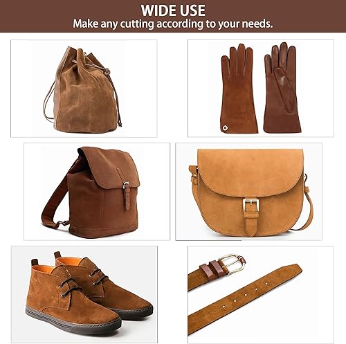 Miniatura 6 de Jeereal Hoja de cuero de gamuza impermeable de 0.079-0.087 in de grosor con acabado de gamuza de piel de vaca, manualidades, costura, pasatiempos,