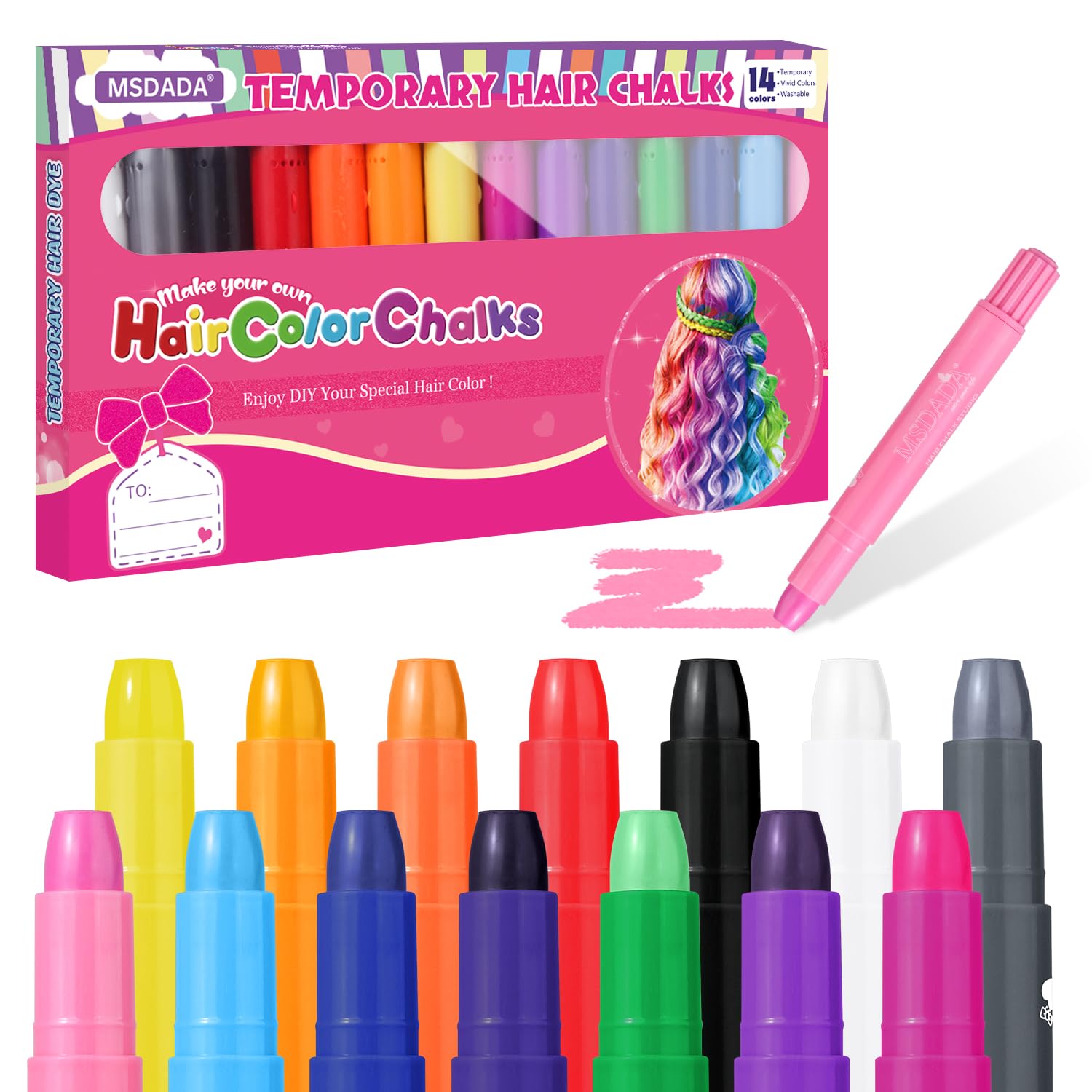 12 Piezas Hair Chalk Peine de Tiza para el Pelo para Niñas y Niños, de Color Brillante Temporal para Niños Niñas Regalos Lavable Tinte para el Pelo para Cumpleaños Cosplay Fiesta (14 colores)