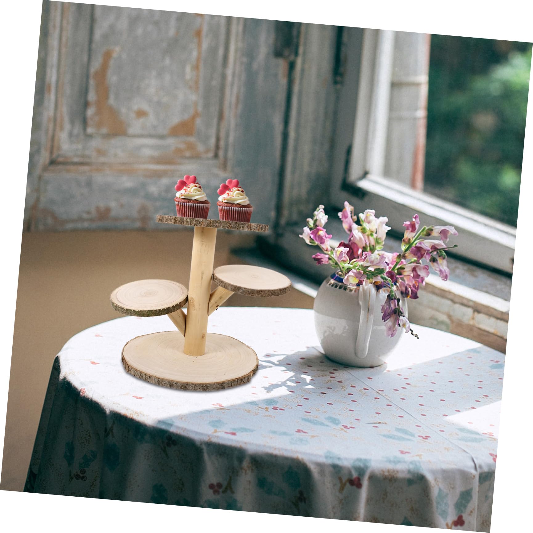 IMIKEYA Présentoir à Cupcakes de Mariage en Bois 4 Étages, Style Campagnard, Support Circulaire pour Gâteaux et Desserts, pour Tables de Fête