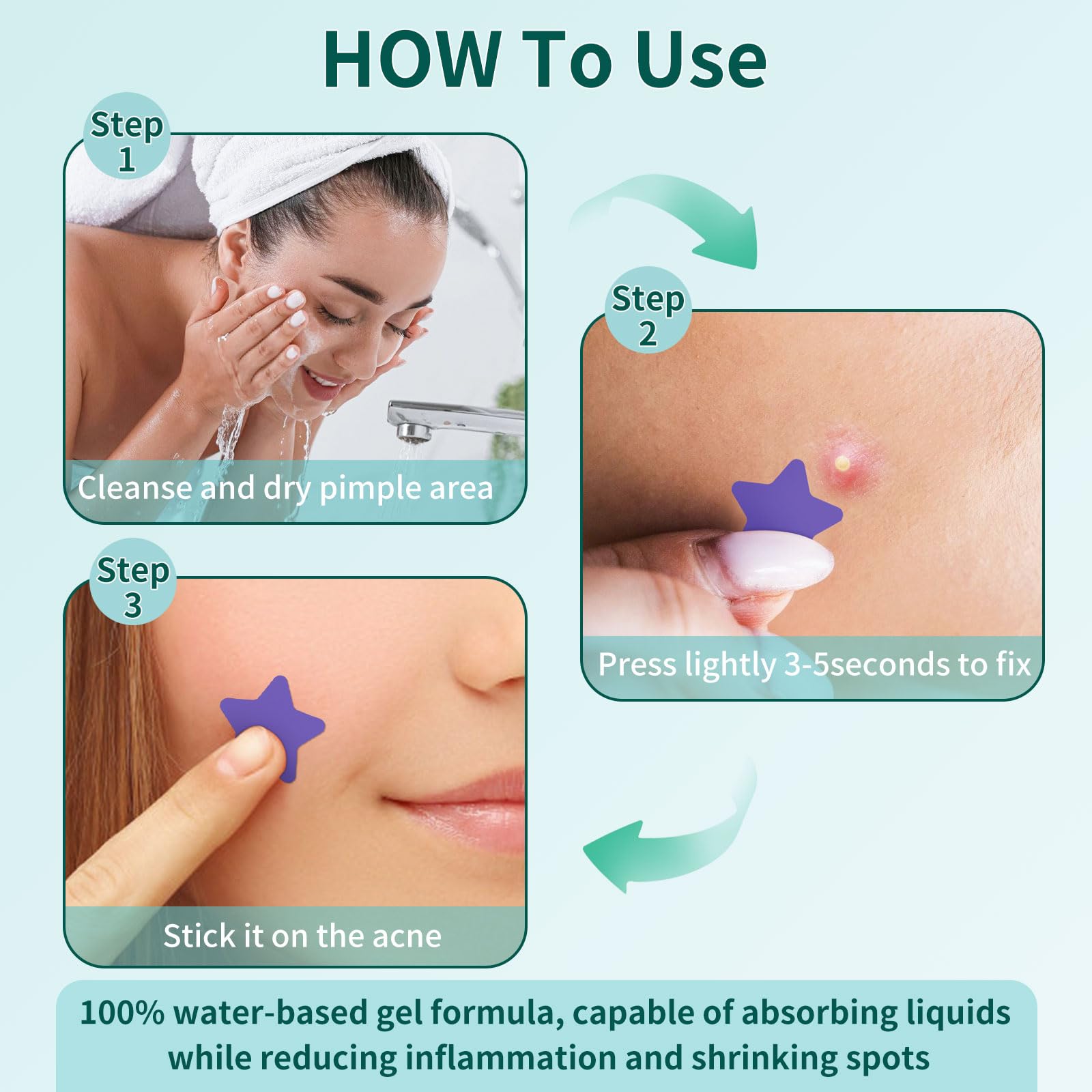 360 Pièces Patch Boutons Acne, 3 Tailles Pimple Patch Star Avec L'huile Tea Tree L'acide Salicylique, Invisibles et Hydrocolloïdes, Imperméables et Respirants, Patchs Étoile pour Jour et Nuit