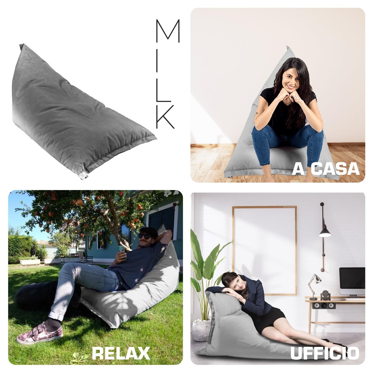 Puff de Leche Silla Grande Chaise Longue para Sentarse Suave en Tela Impermeable Antimanchas Cómodo Puff Gris Claro 140cmx100cm