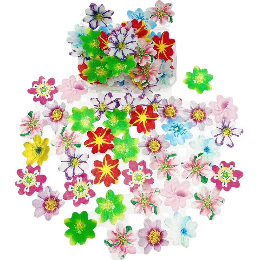 Buy 120pcs Edible Flowers Cake Toppers for Happy Birthday Edible Wafer