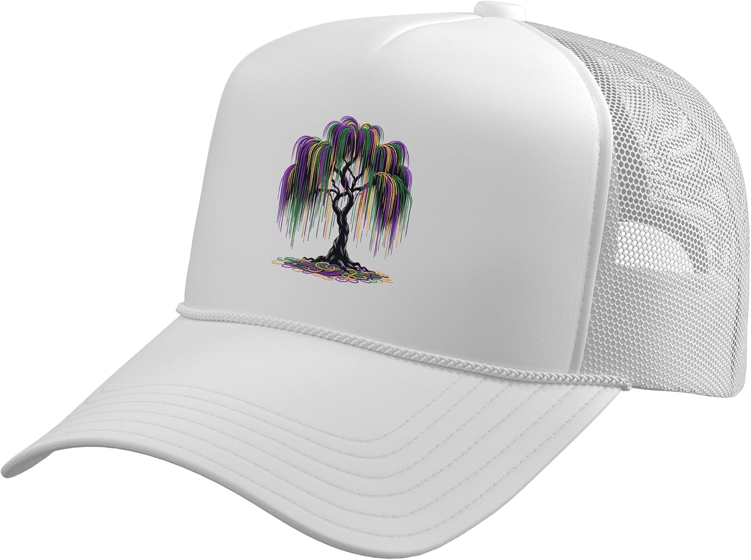 Mardi Gras Beads Tree Fun Festive NOLA New Orleans Trucker Hat with Adjustable Mesh Back