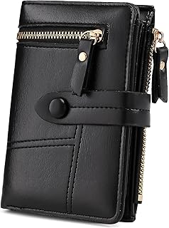 Women's Wallet Vegan Leather Bifold Small Card Holder Coin Holder Compact Ladies Purse with 12 Card Slots, Zipper Pocket and RFID Blocking | Snap Closure | Mini Purse for Women (Black) - 58% OFF Deal at ₹499 on Amazon | Valzo