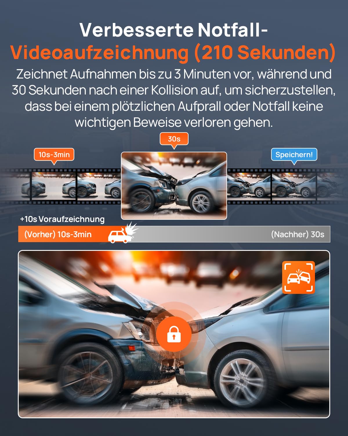 70mai 4K A810S Dashcam Auto Vorne mit STARVIS 2 HDR Nachtsicht, 128GB Karte, 24/7 Parküberwachung, AI-Sensor, ADAS, 146°-Weitwinkel