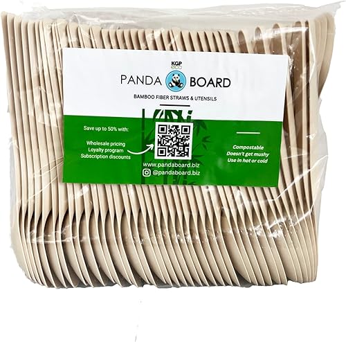 Cucharas de fibra de bambú, compostables, biodegradables, desechables, 80 piezas