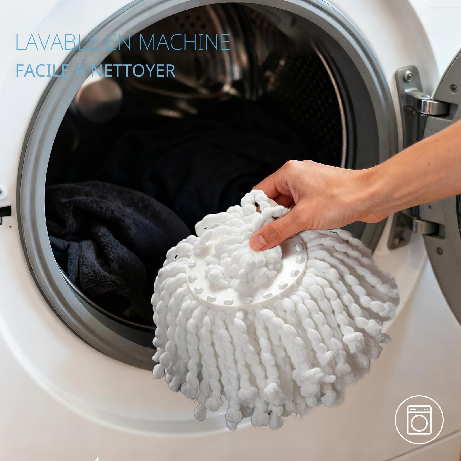 Masthome Serpillière Seau Essoreur, Balai à Frange et Seau à Pédale, Balai Serpillère Rotatif Envoyer 3 Tampons,Serpillère en Microfibre pour Nettoyage sols, Gris