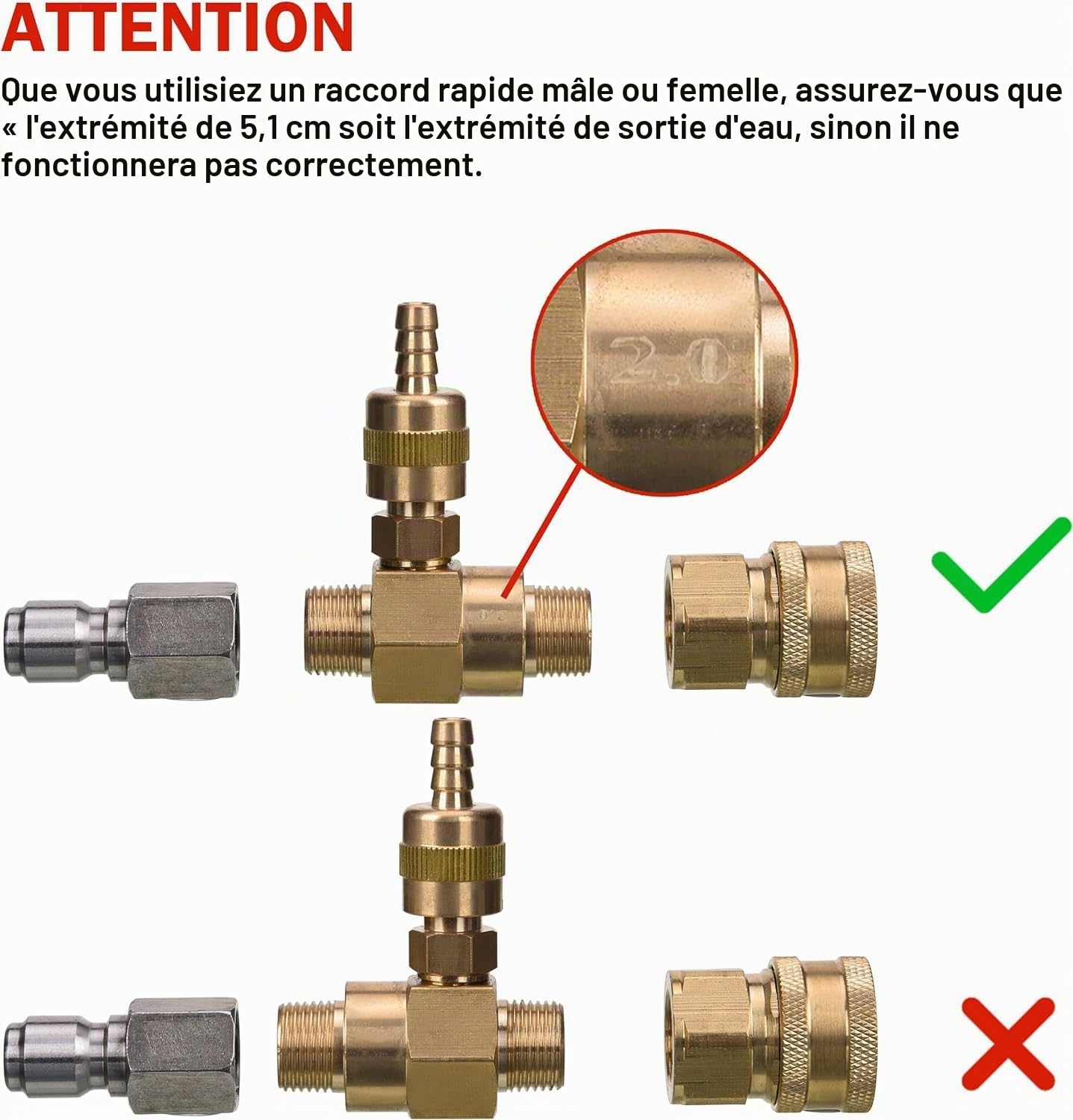 M MINGLE Kit d'Injecteur Chimique Réglable pour Nettoyeur Haute Pression, Injecteur de Savon, Raccord Rapide 3/8"