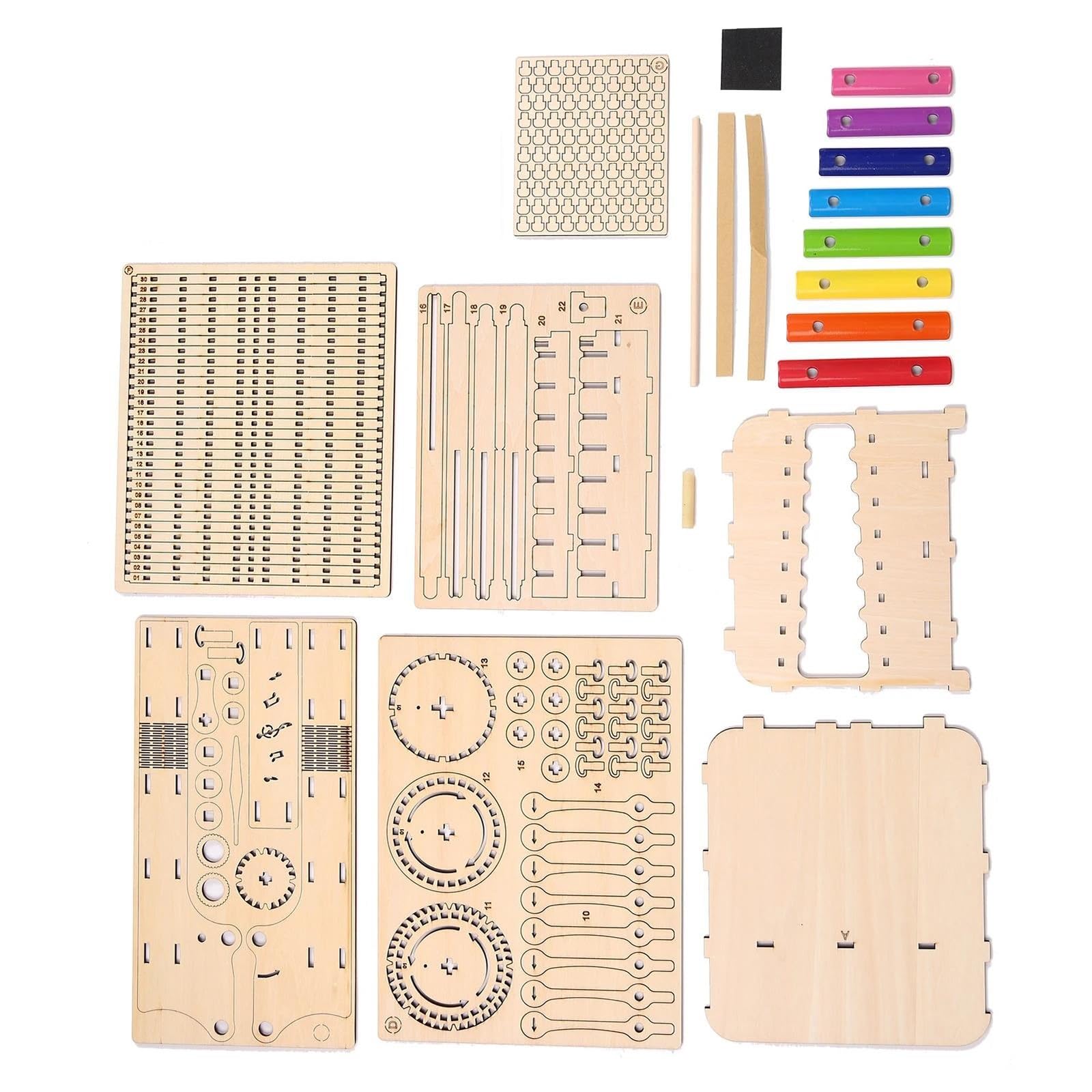 Kit de bricolaje de 8 tonos, caja de resonancia colorida, instrumento de percusión Glockenspiel de madera de precisión con manivela Kit De Glockenspiel Profesional