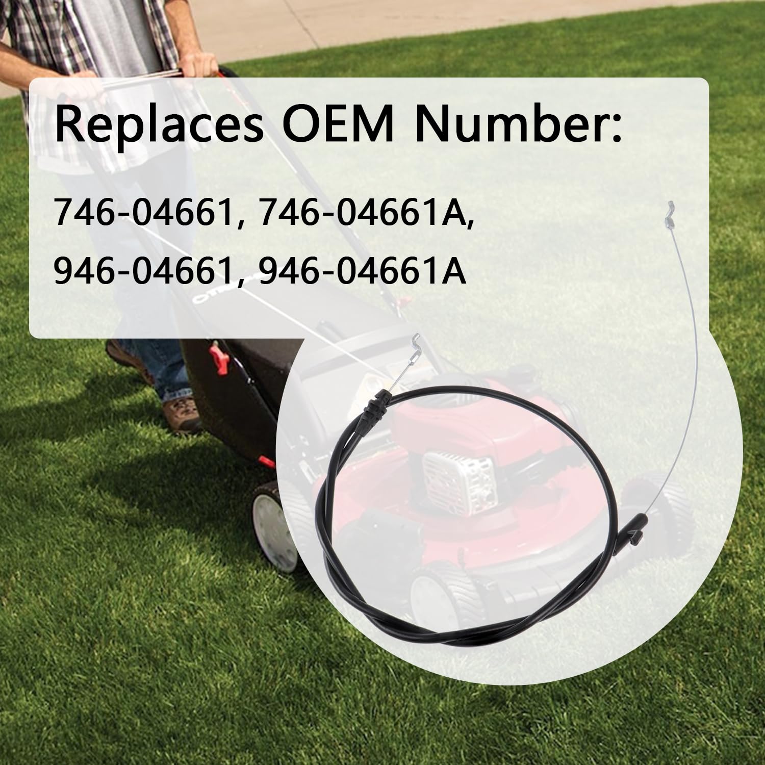 Lawn Mower Control Cable 746-04661A | 51" Length, Fits MTD, Troy-Bilt, Craftsman, Bolens