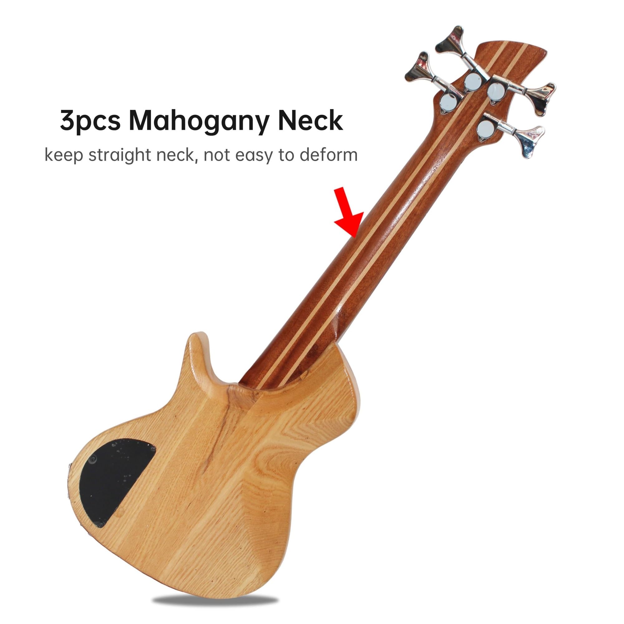 Mini Basso Ukulele Elettroacustico A 4 Corde Con Custodia Adatta Per Principianti Adulti Ukulele
