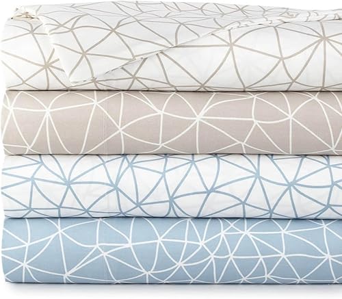 Miniatura 8 de Southshore Fine Living, Inc. Geometric Maze Collection, juego de sábanas de 4 piezas con bolsillo profundo de 14 pulgadas, fácil cuidado, juego de