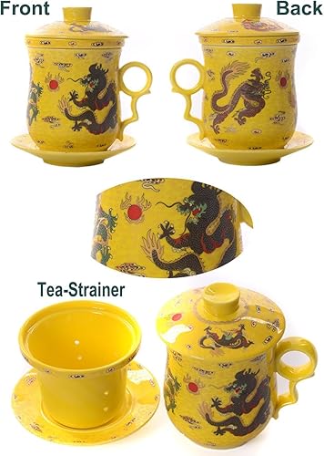 Miniatura 7 de BandTie Práctico sistema de preparación de té de hojas sueltas para oficina de viaje, infusor chino de porcelana azul y blanca de Jingdezhen, juego