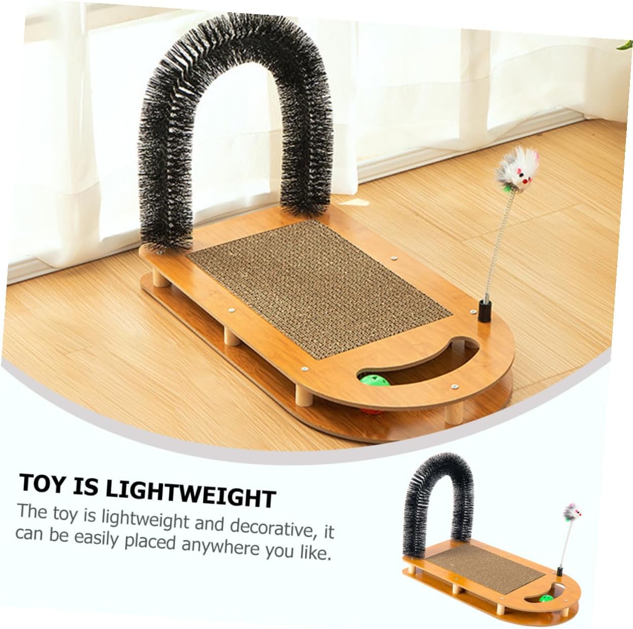 Cat Scratching Board U-Shaped Sturdy Scratcher with Interactive Ball Track for Indoor Cats Kitten Multi-Function Floor Accessory Pet Supplies
