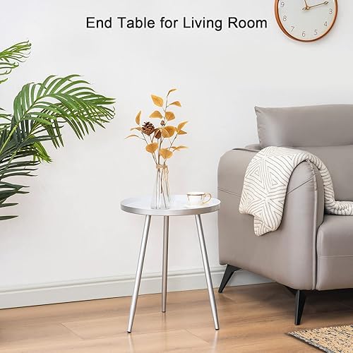 Miniatura 27 de Apicizon Mesa auxiliar redonda de 16 pulgadas, mesa auxiliar negra para sala de estar, mesita de noche, mesa de centro moderna de mediados de siglo