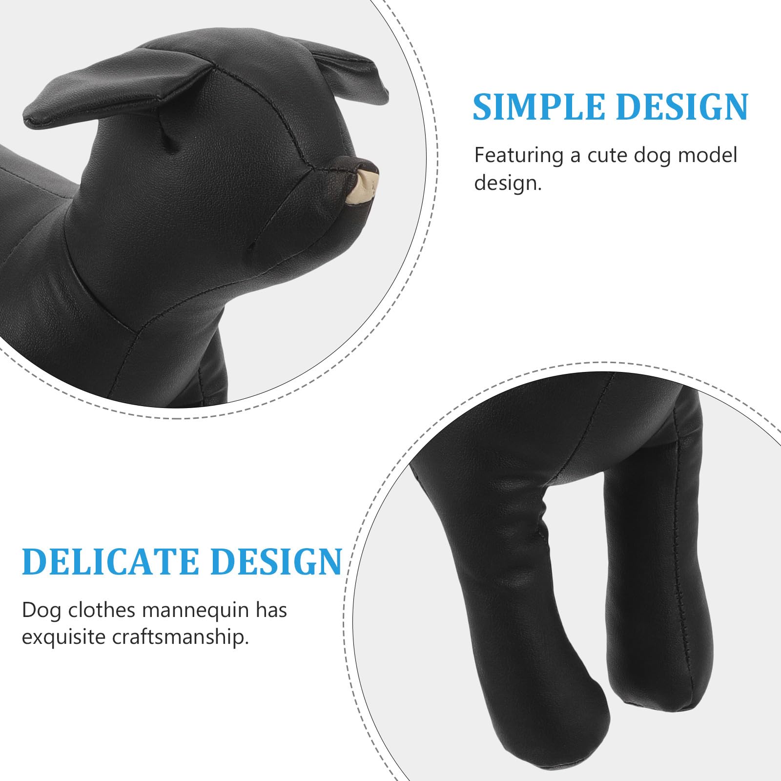 Levemolo Maniquí para Exhibición de Ropa para Mascotas de Perro de Cuero PU Figura Clásica Negra , Fácil de Limpiar Adecuada para Tiendas de Mascotas