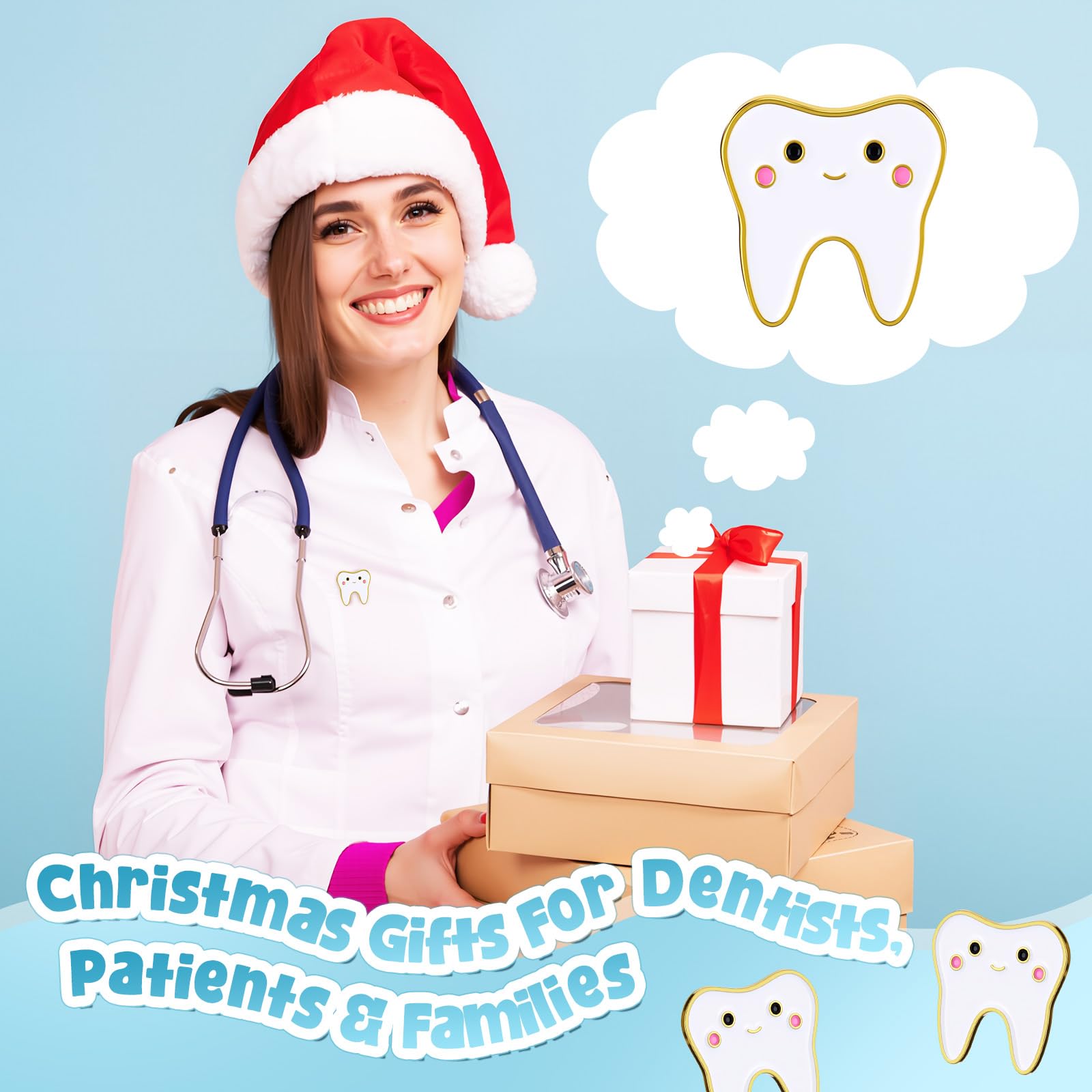 Landical 30 szt. uroczych przypinek do zębów emaliowane szpilki dentystyczne prezenty dentystyczne zabawna broszka z klapą zębów dla współpracowników, asystent dentystyczny lekarza pielęgniarki