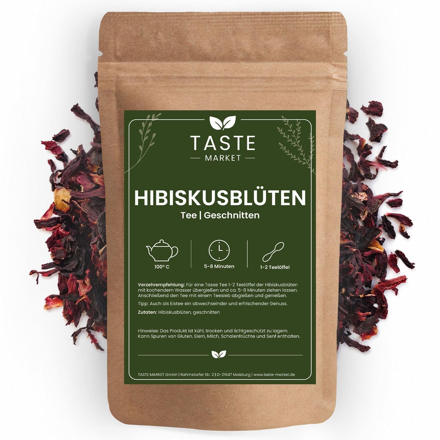 5 kg GRÖSSENAUSWAHL Hibiskustee | Hibiskusblütentee | Hibiskus Blüten Tee | getrocknet geschnitten | Malve