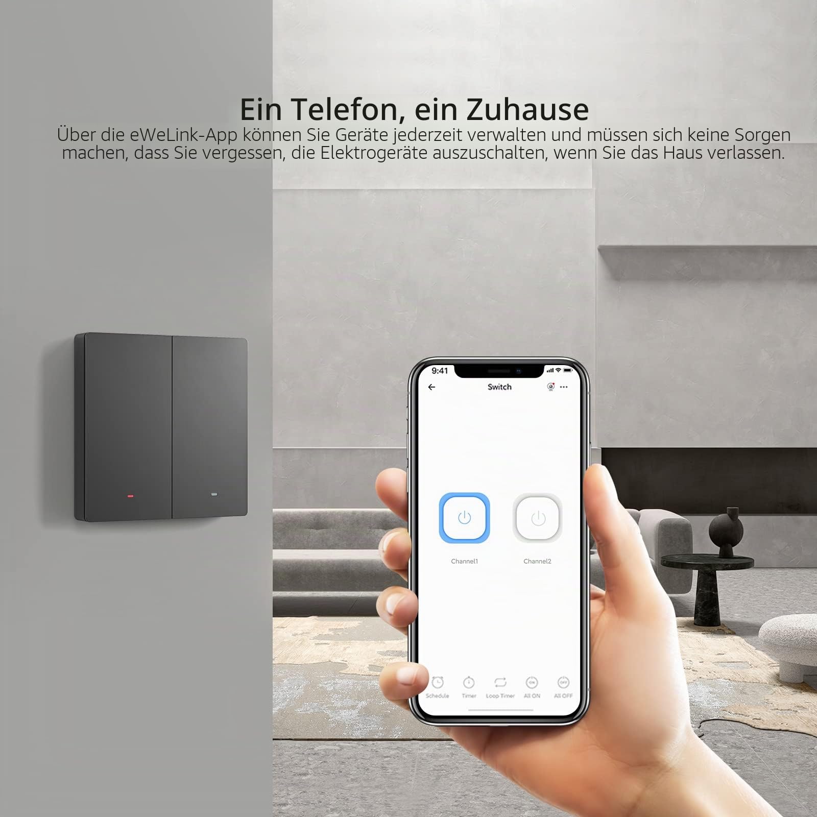 SONOFF Smart Wandschalter,Smart Wlan Lichtschalter,M5-2C-86 2 Gang Smart Home Schalter vom Typ 86,Physische Tasten Schalter,kompatibel mit Alexa,Google Home.Bluetooth Fast Pairing