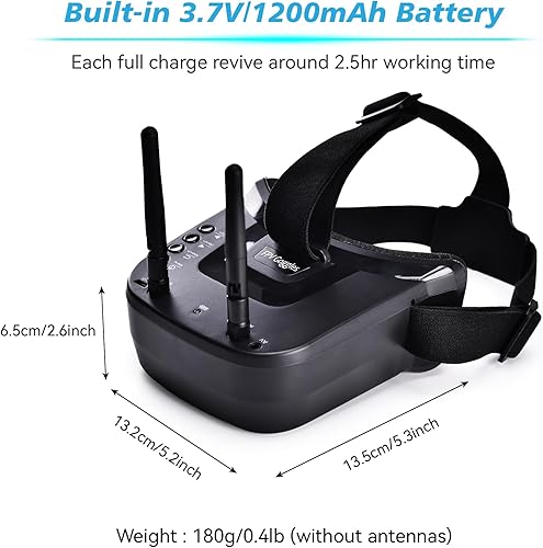 Miniatura 2 de Gafas FPV 5.8G con antenas: Pantalla de 3 pulgadas 5.8G 40CH Batería integrada Auriculares de vídeo para cámara analógica FPV y transmisor FPV Drone