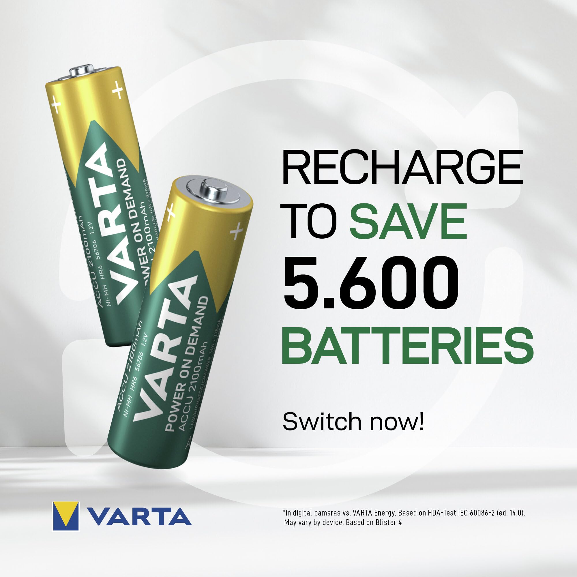 Ready2Use pre-charged rechargeable AA Mignon Ni-Mh battery (4-pack, 2,100 mAh), rechargeable without memory effect - ready for immediate use