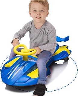 Electric Wiggle Car Ride on Toy for Kids, 12v Ride on Car 2 in 1 Electric Swing Car for Kids, 2 Speed, Anti-Rollover, Flashing Wheels, Bluetooth(Blue)