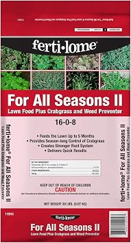 Fertilome 11914 for All Seasons II 16-0-8 Pre-Emergent +, 20 lbs | 16-0-8 + pendimethalin pre-emergent - Controls grassy & broadleaf weeds in spring/fall - Lawn homeowners