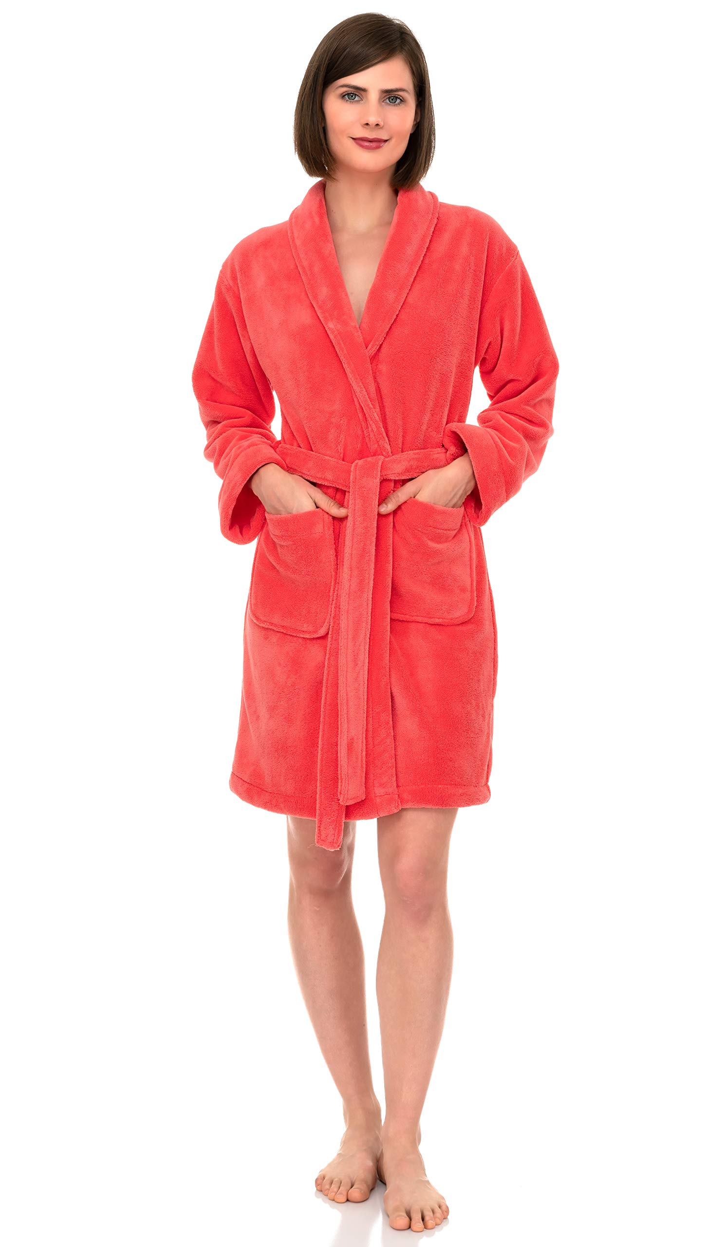 TowelSelections Women's Robe, Plush Fleece Short Spa Bathrobe