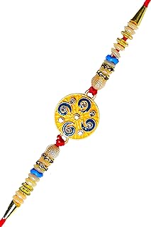 Rakhi for Brother | Rakshabandhan Rakhi for Bhaiya Bhabhi | Traditional Designer Rakhi for Bhabhi with Multicolor Beads | Festival Rakhi Thread | Traditional Rakhi for Brother and Bhabhi