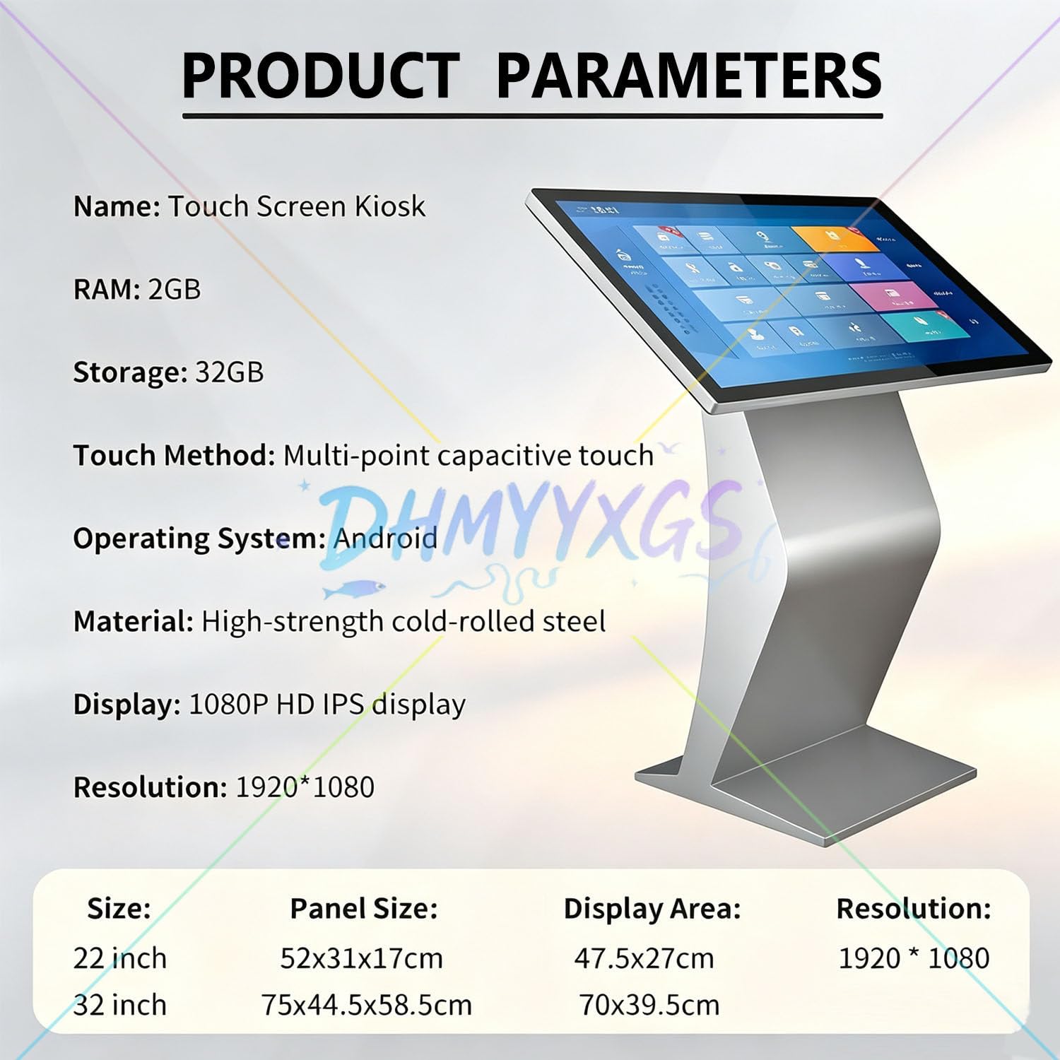 Display Interattivo da Pavimento 1080P IPS,Chiosco Touch Screen 22/32" Silver-22in