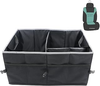 Collapsible Multi-Compartment Car Trunk Storage Organizer, Cargo Organizer for Car (Gray/Black)