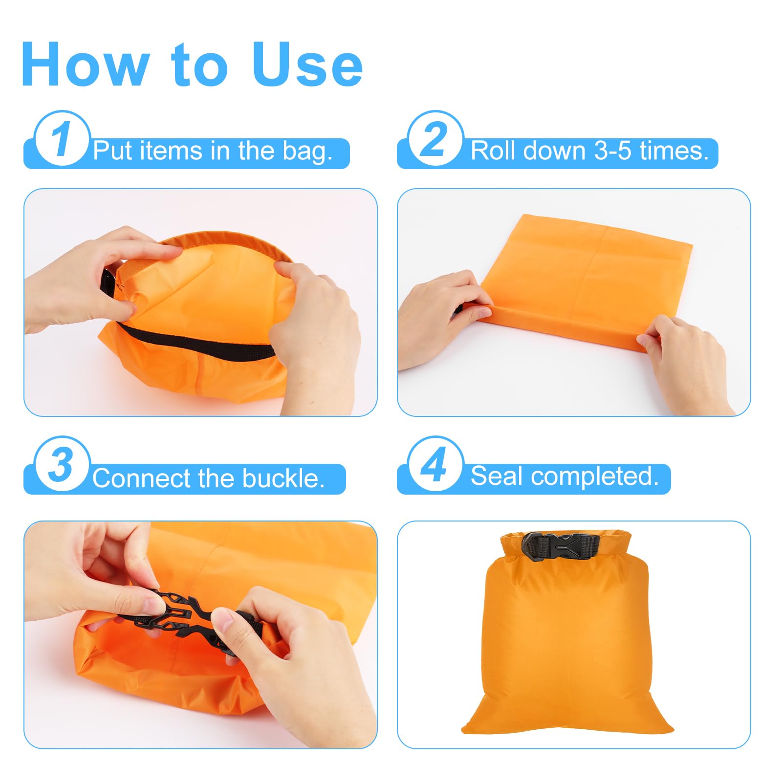 VFANDV Bolsa Estanca Impermeable 6 Piezas, 1.5/2.5/3/3.5/5/8L Bolsas Secas Ligeras Bolsas Secas Impermeables Bolsa Impermeable para Rafting Senderismo Viaje de Campamento Natación Esnórquel