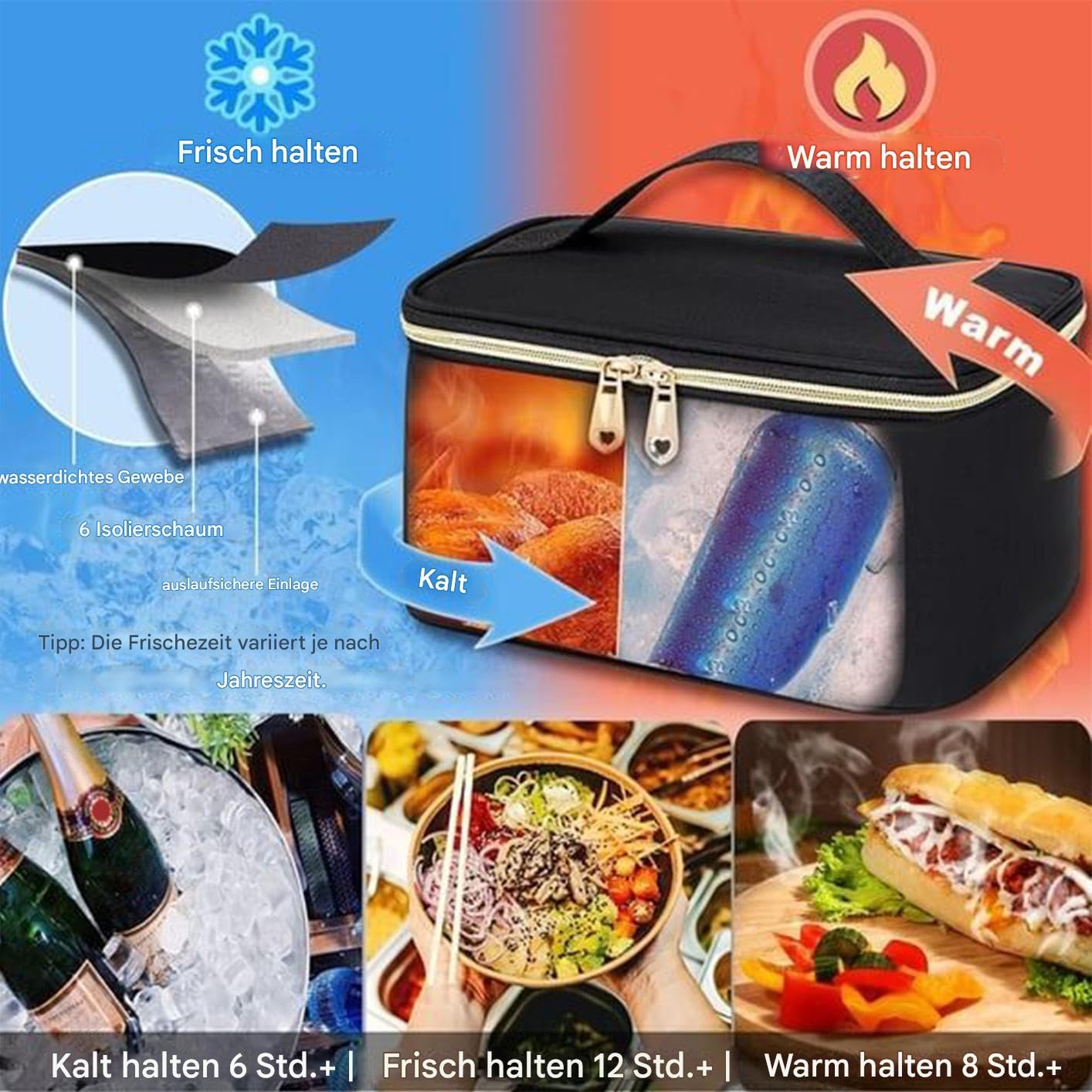Zaino termico per pasti, alla , per laptop, organizer per alimenti per la | giornata di lavoro, borsa da viaggio per esterni, borsa termica per il pranzo