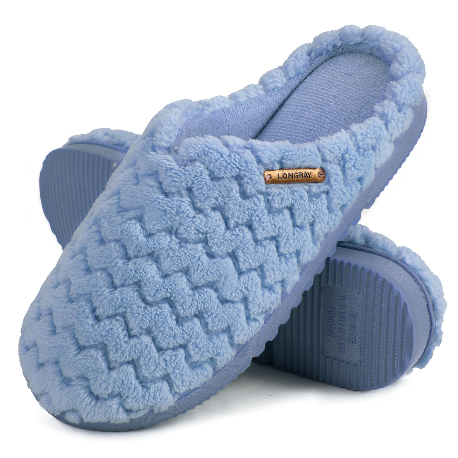 LongBay Damen Hausschuhe mit Memory Foam und Plüsch rutschfeste Pantoffeln