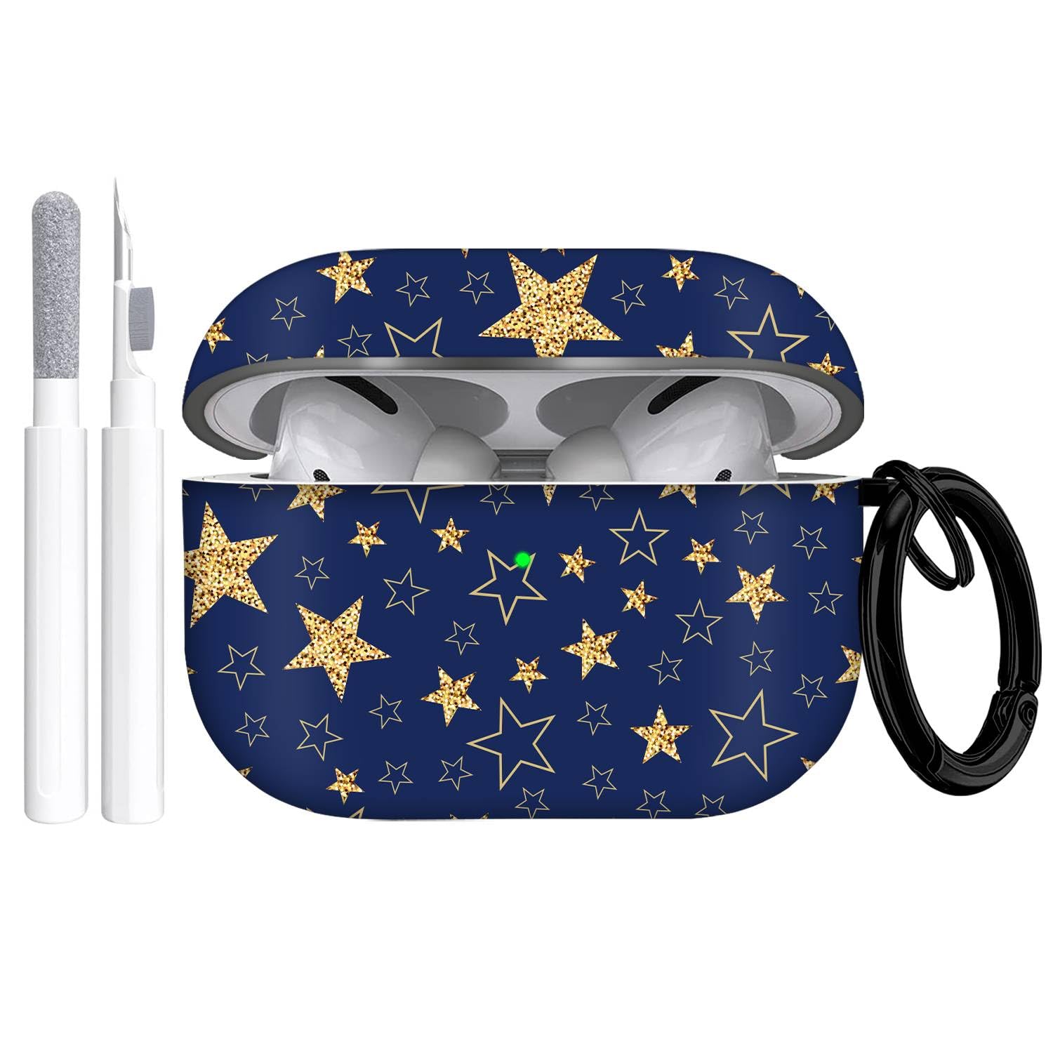 Gedicht for Airpods Pro Case, Cute Cool Golden Stars Pattern TPU Soft Cases for Airpods Pro Case 1st Gen, Shockproof for Airpods Pro 2019 Case Men Women with Cleaner Kit & Keychain