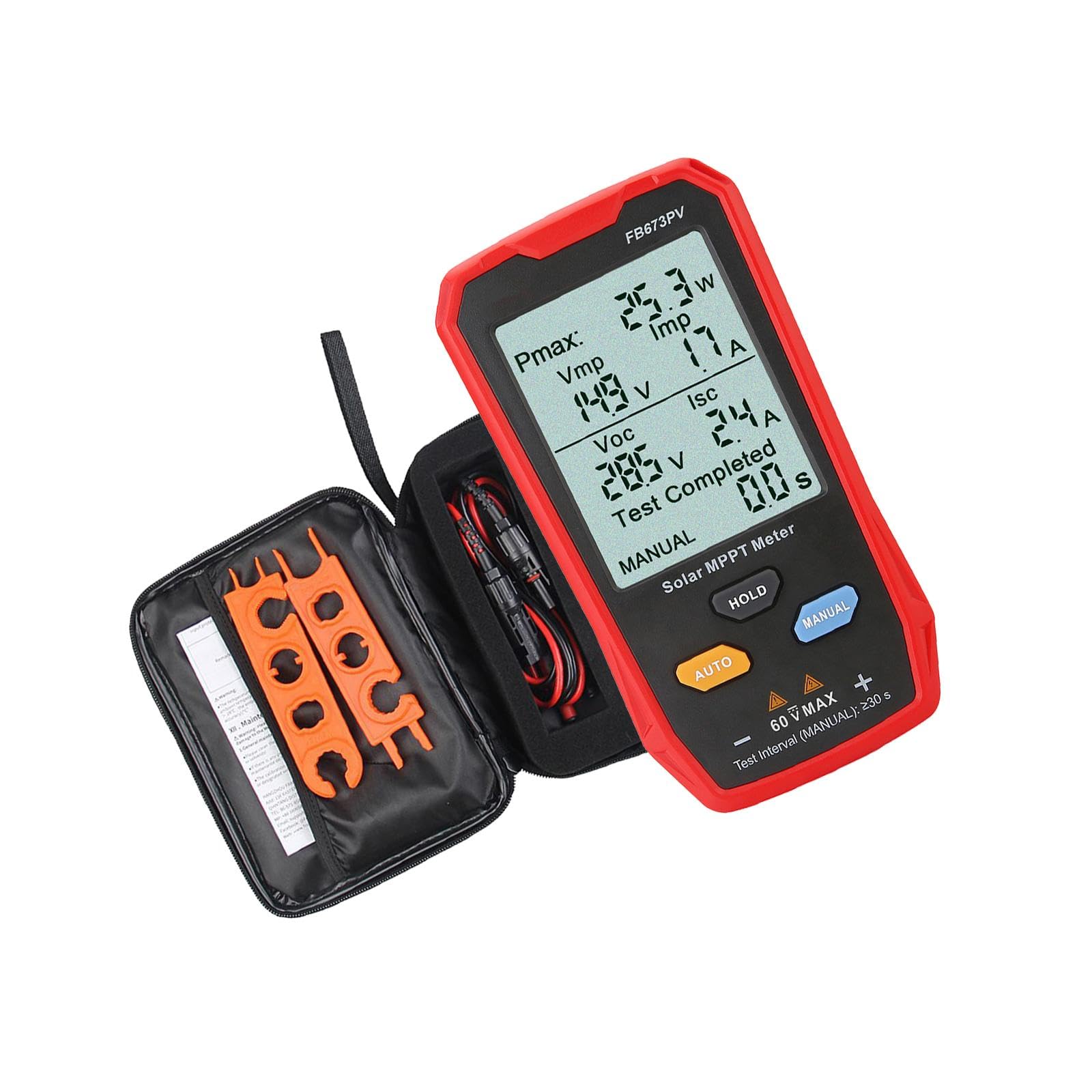 Kit de multímetro fotovoltaico con medidor Solar Mppt, pantalla grande para pruebas solares fotovoltaicas, versátil, 14,2x7,6x2cm con Cable de