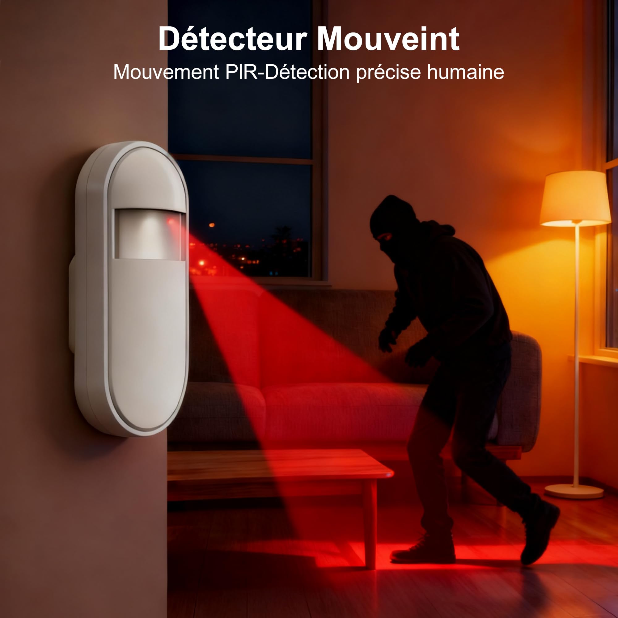 Système d'Alarme Maison, Alarme Détecteurs de Mouvement, Capteurs de Porte/Fenêtre, Boutons SOS,Commande à Distance, Protection Anti-Intrusion pour Maison (13pcs Kits)